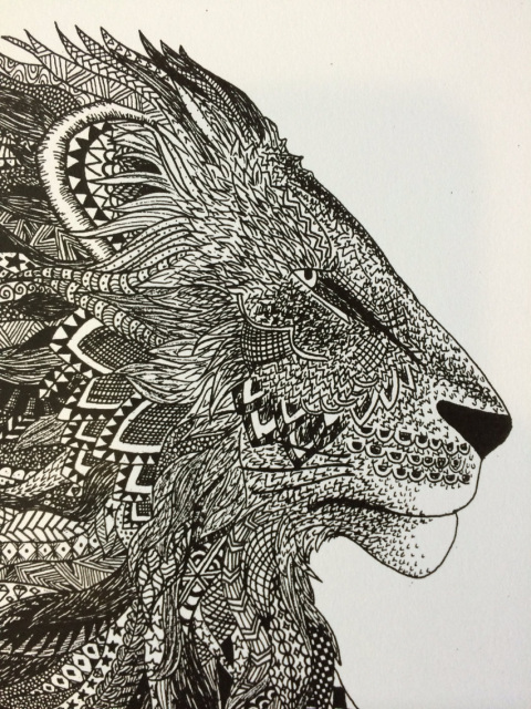 Regal Lion Zentangle Art Print